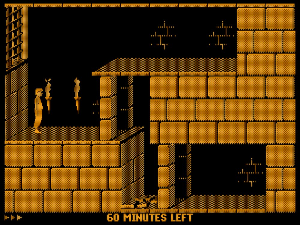 Prince of Persia in Hercules mode with custom stretch factors to make the image fill our 4:3 "emulated CRT screen"